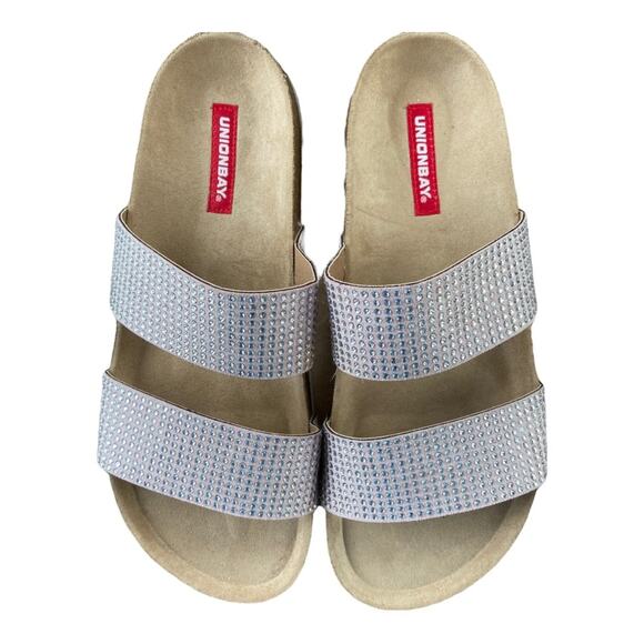 UNIONBAY Momo Slide Pink Rhinestone Double Strap Women’s Size 8 - Picture 3 of 8